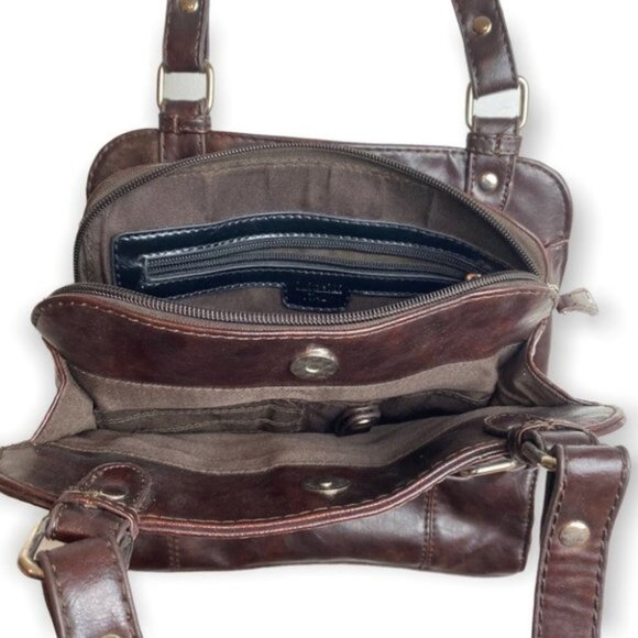 Minelli Italian Leather Brown  Shoulder Bag - Picture 6 of 9